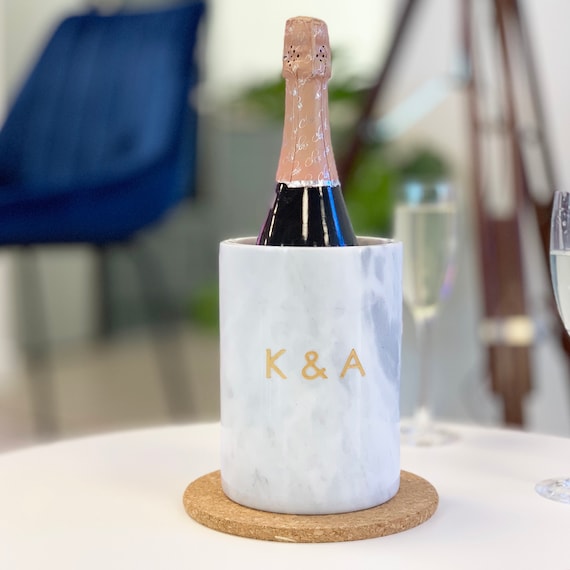 Personalised Engraved Marble Wine Cooler | Black Grey Marble Wine Cooler | Wine Lover Gift | Kitchen and Dining Gift | marble wedding gift