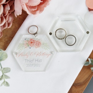 Personalised Hexagonal Acrylic Wedding Ring Box: Modern Keepsake