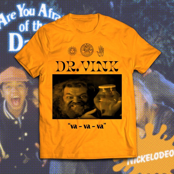 Dr. Vink with a "va va va" T-Shirt Are You Afraid Of The Dark Midnight Society Orange White