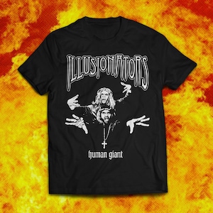 Camiseta unisex de manga corta gigante humano de Illusionators