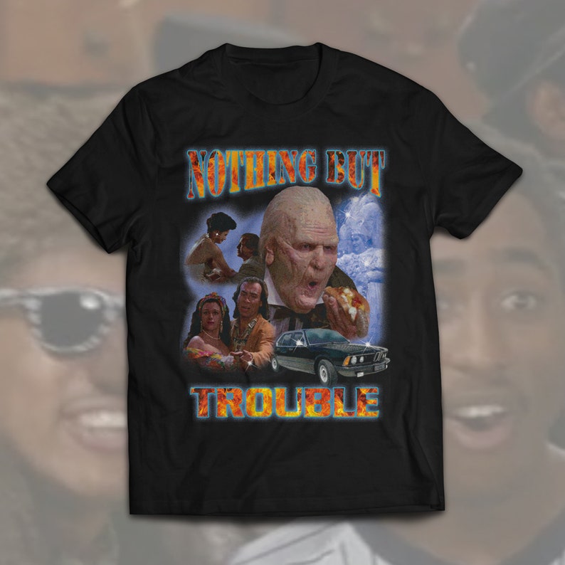 Nothing but Trouble Rap Tee Black Navy Tupac Digital Underground John