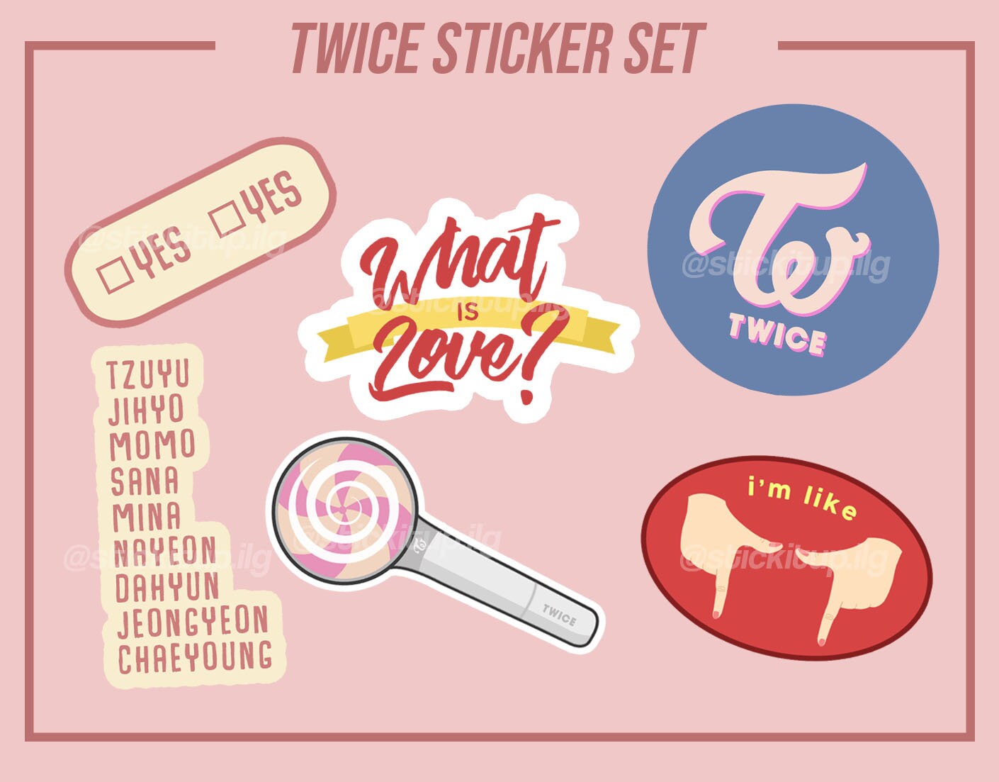 printable twice kpop sticker set 6 stickers etsy