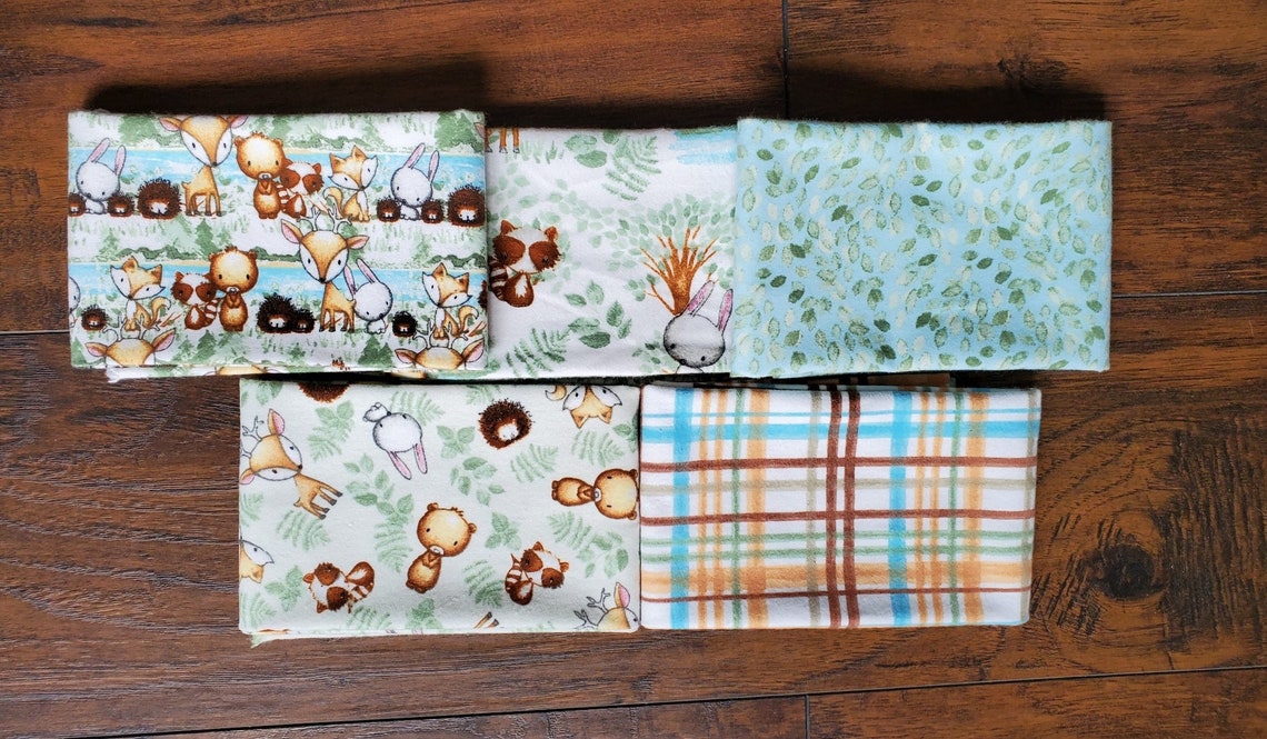 5 FQ Bundle Nursery Flannel Fabric Woodland Tykes All Etsy