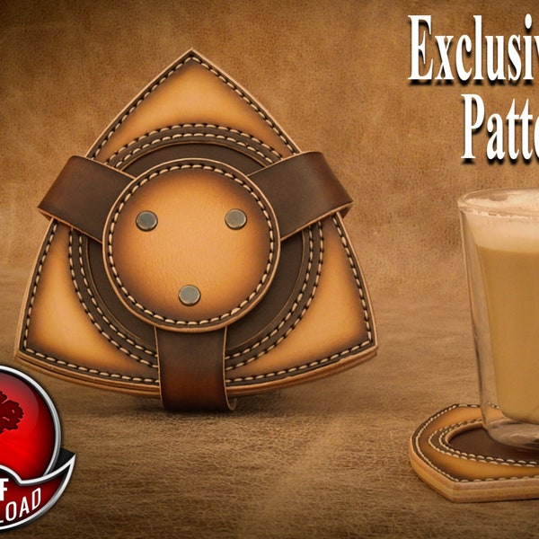 Leather Coaster Set PDF Pattern - Template - Designed by Oak Leathercraft