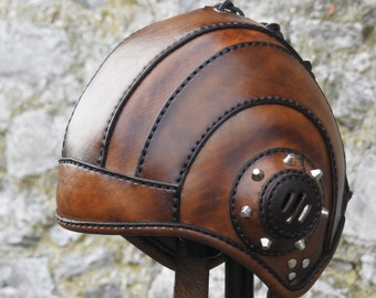 Metal Skull Vinyl Aviator Pilot Steampunk Cap Vintage WWII Hat Punk Goth