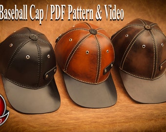 Leather Baseball Cap PDF Pattern Templates (Classic Version) Patterns Templates Video Tutorial Digital Download