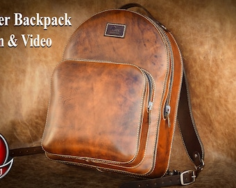 Leather Backpack Pattern PDF / Templates / Video Tutorial / Leathercraft Patterns / Backpack