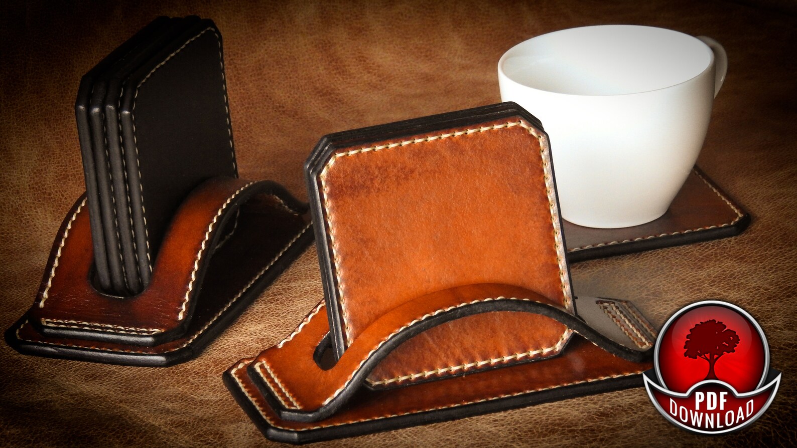 Leather Coaster Set / Pattern PDF/ Templates / Digital Etsy