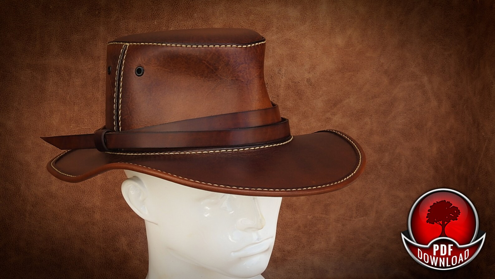 Leather Hat Pattern / Templates Video Tutorial PDF Files Hat Etsy