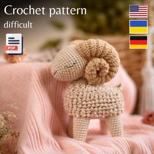 Wzór na szydełkowe amigurumi: owca, baranek, baran (ang., ukr., niem., trudny)