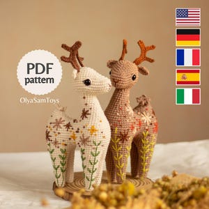 Patrón Amigurumi De Ganchillo Flor Ciervo (En, De, Fr, Es, It)