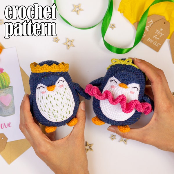 Christmas crochet penguin pattern, amigurumi bird pattern