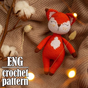 Crochet fox stuffed animal pattern, fox amigurumi pattern