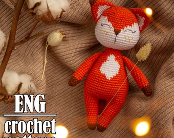 Crochet fox stuffed animal pattern, fox amigurumi pattern