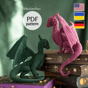 Crochet Dragon Pattern, Amigurumi Fantasy (Eng, Ukr, Ger, DIFFICULT)