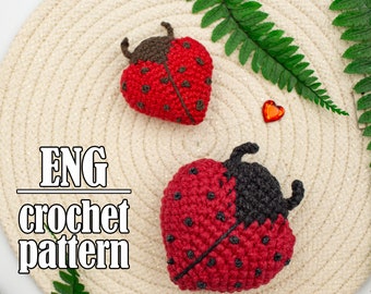 Crochet ladybug pattern, heart keychain pattern, Valentines amigurumi, only in English