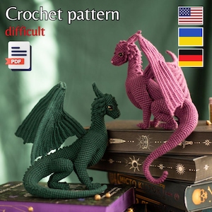Crochet dragon pattern, amigurumi fantasy creature I Eng, Ukr, Ger, DIFFICULT I