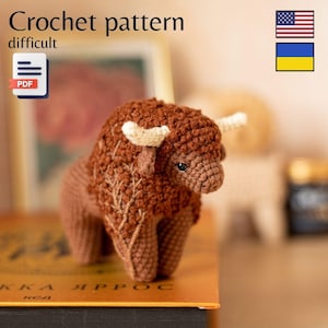 Crochet bison pattern, buffalo amigurumi, crochet wisent ENG, UKR