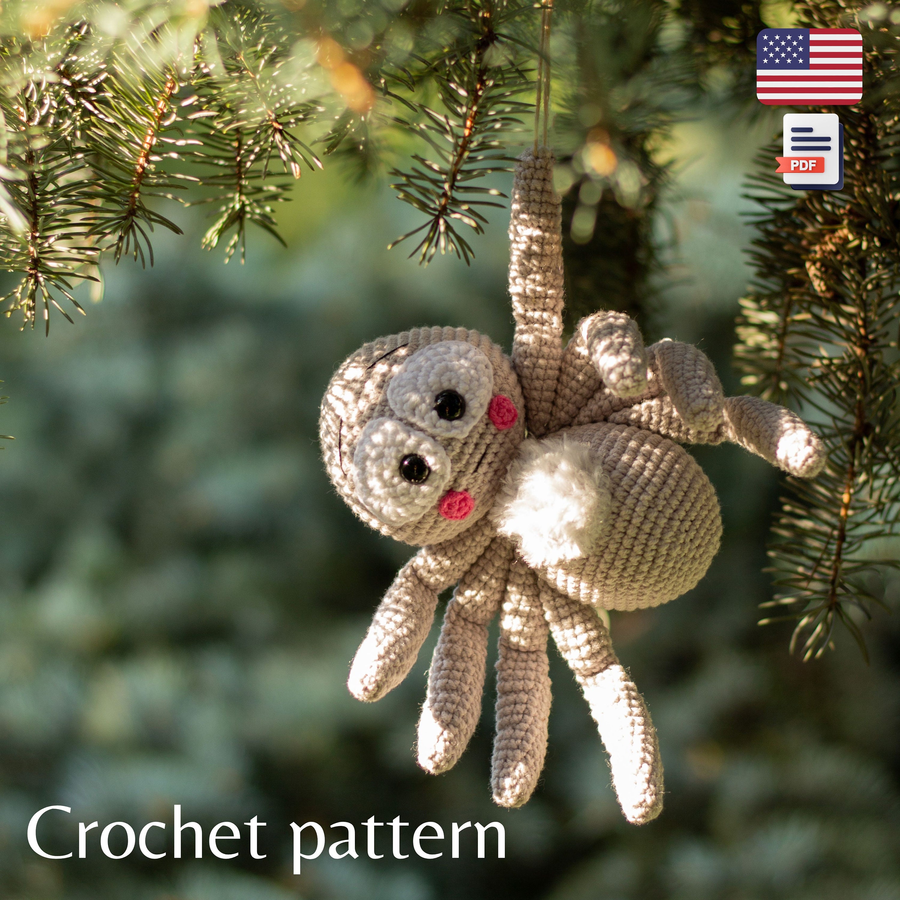 Halloween crochet spider pattern, crochet animal amigurumi pattern, holiday DIY Halloween