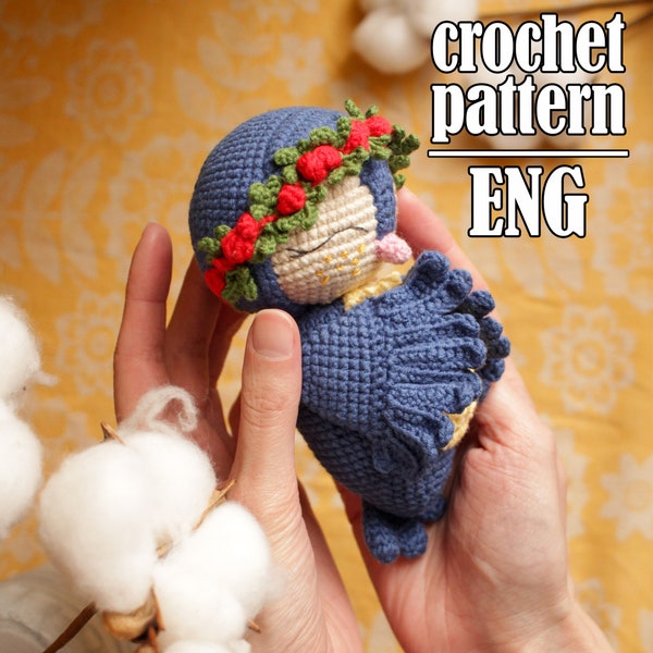 Ukrainian tit bird crochet pattern, cute amigurumi pattern DIFFICULT