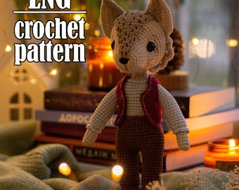 Wolf crochet pattern, Christmas amigurumi animal pattern