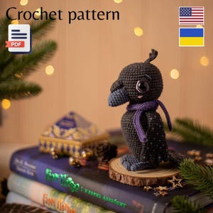 Crochet raven bird pattern, crow amigurumi ENG, UKR