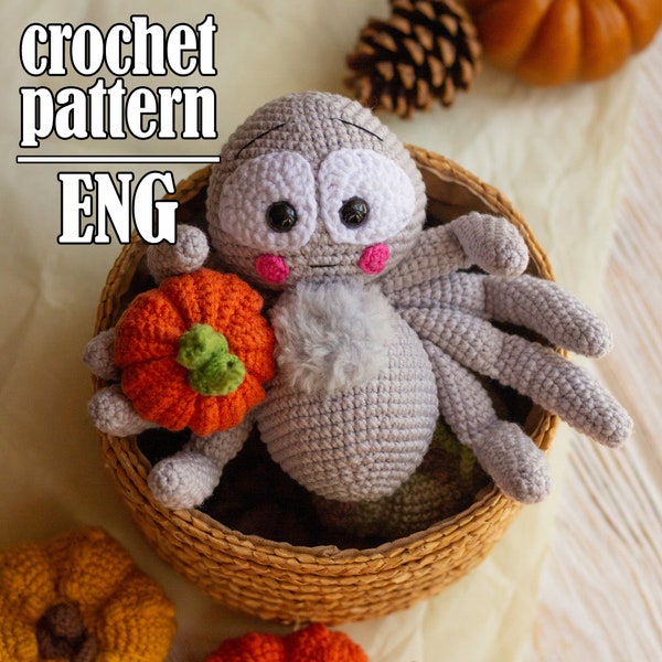 Halloween crochet spider pattern, crochet animal amigurumi pattern, holiday DIY Halloween