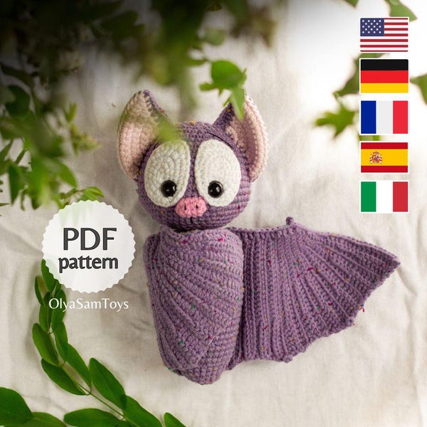 Crochet Bat Amigurumi Pattern (Eng, Ger, Fr, Es, It)