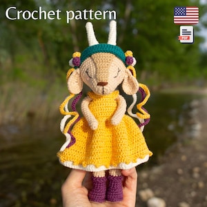 Crochet goat pattern, amigurumi animal DIY pattern