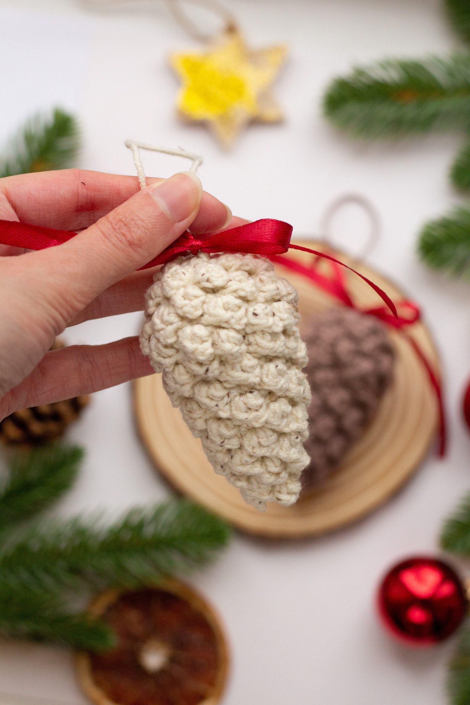 Сhristmas Crochet Pinecone Ornament Pattern Christmas Etsy