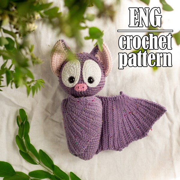 Bat crochet pattern, crochet animal amigurumi