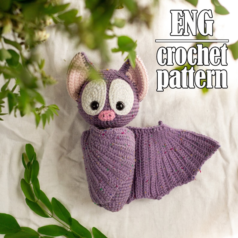 Bat crochet pattern, crochet animal amigurumi image 1