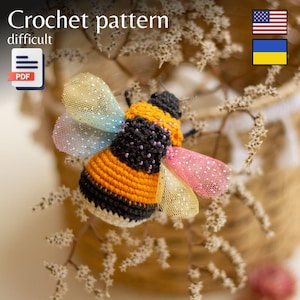 Motif bourdon au crochet, motif abeille amigurumi (ANG, UKR)