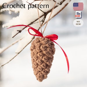 Сhristmas crochet pinecone ornament pattern, Christmas amigurumi ENG