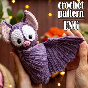 Halloween crochet bat pattern, Christmas crochet amigurumi pattern ENG