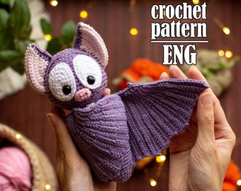 Halloween crochet bat pattern, Christmas crochet amigurumi pattern ENG