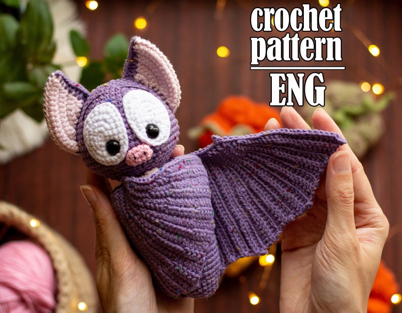 Halloween crochet bat pattern, Christmas crochet amigurumi pattern ENG image 1