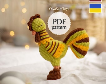 Rooster Amigurumi Crochet Pattern, Bird Chicken (ENG, UKR)