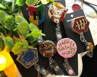 Harry Potter inspired Badge reels/ Polymer Clay/ work accessories/ id badge reels/ handmade