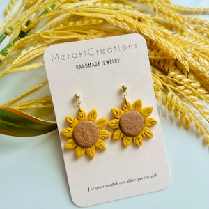 Sunflower earrings, Polymer Clay earrings, earrings, sunflower, flower earrings, Clay earrings