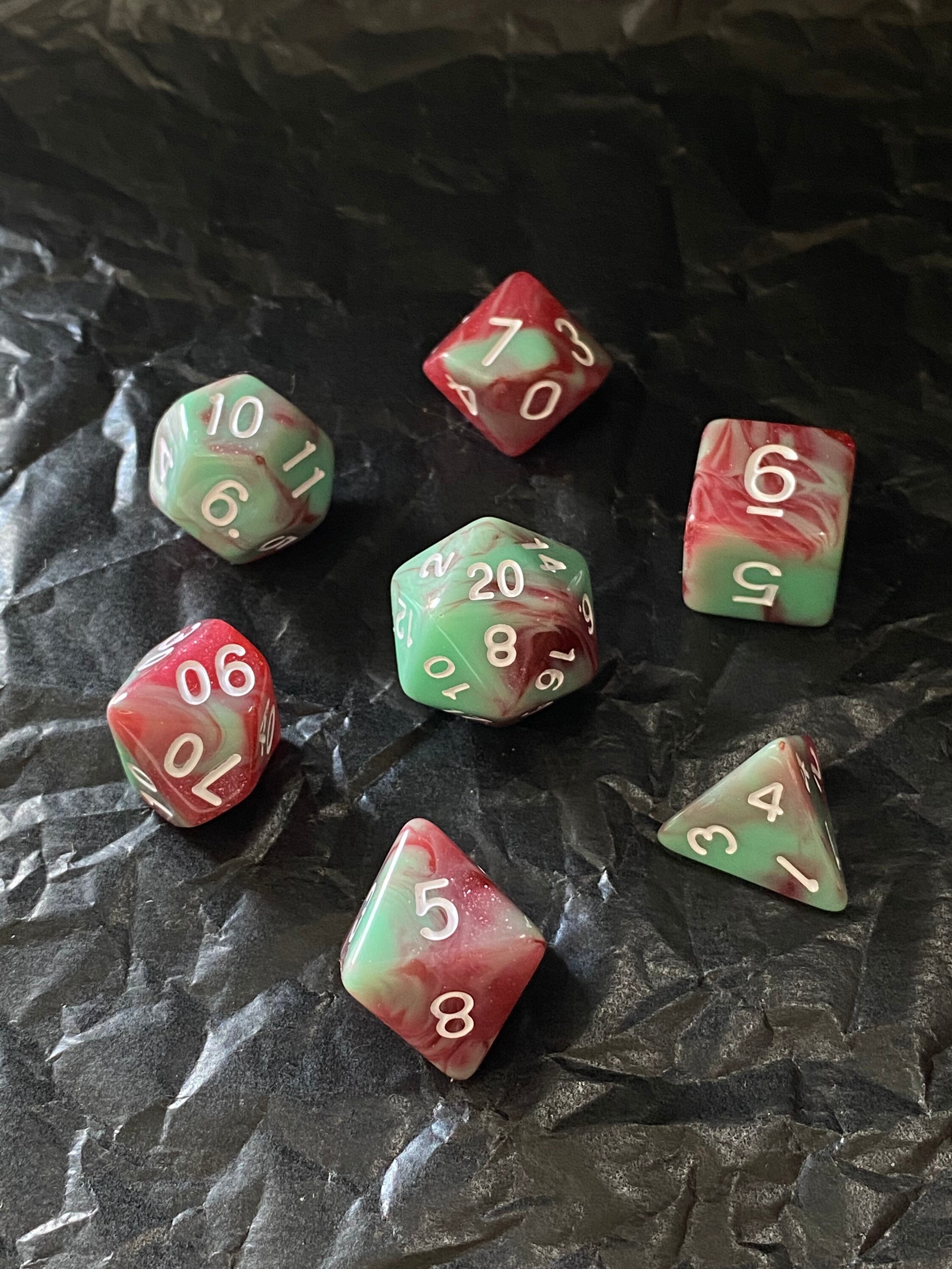 Watermelon Smoothie Pink with Mint Green Glitter Dice dnd Watermelon Smoothie Pink with Mint Green Glitter Dice dnd