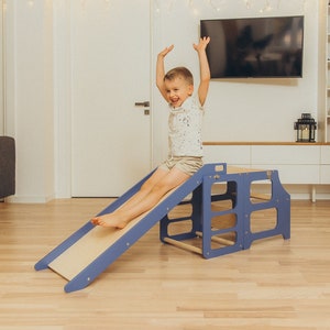 Kitchen tower with slide, 3-in-1 Transformable kitchen tower, Foldable kitchen tower, Montessori learning stool, Kitchen stool