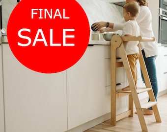 Hopfällbart kökstorn, Kökspall, Lärande pall, Montessori lärande pall, Småbarnstorn, Lärande pall för småbarn,