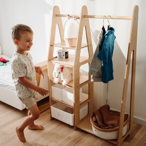 Children wardrobe Montessori clothing rack Wooden clothing rack Wood frame rack Toddler wardrobe Clothing rack with drawers Kids furniture