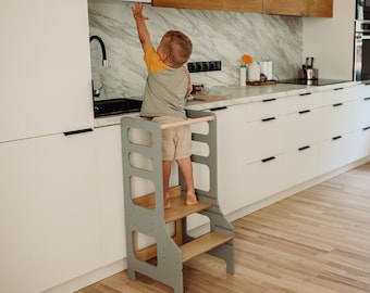 Adjustable kitchen tower, toddler tower, kids kitchen tower, step stool, desk, slide, Montessori furniture, kitchen stool
