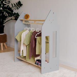 Children wardrobe Montessori clothing rack Wooden clothing rack Wood frame rack Toddler wardrobe  Kids furniture