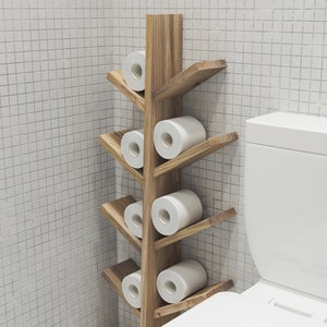 Toilet paper holder, Toilet paper stand, Toilet paper shelf, Bathroom shelf, Bathroom decor, Toilet paper holder stand, Toilet paper storage image 3