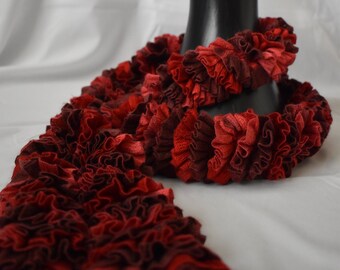 Red and Grey Ruffled Scarf - Etsy