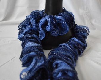 Ruffled Sparkling Blue Scarf