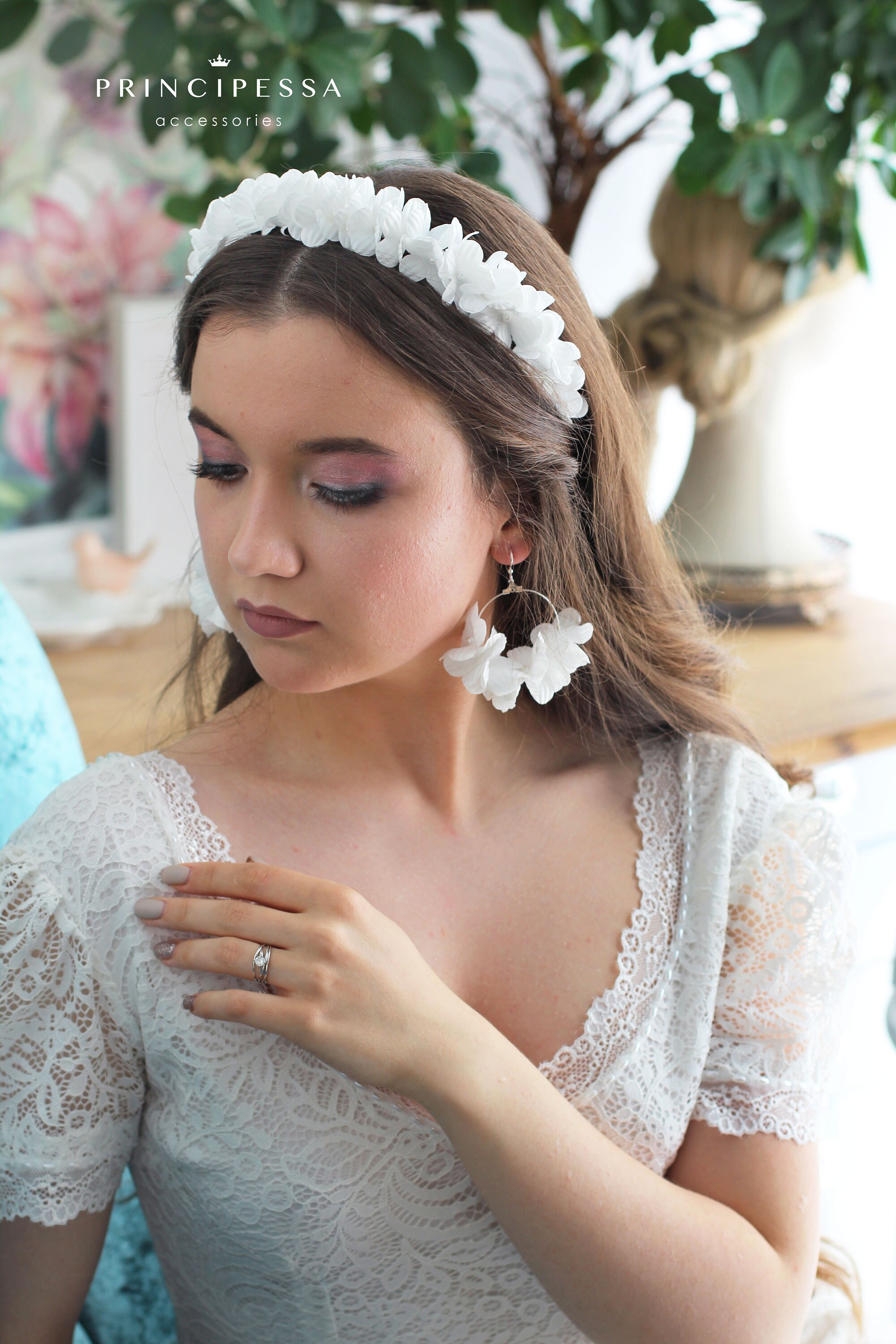 Boho Flower Crown Wedding hair band Silk flower crown Etsy